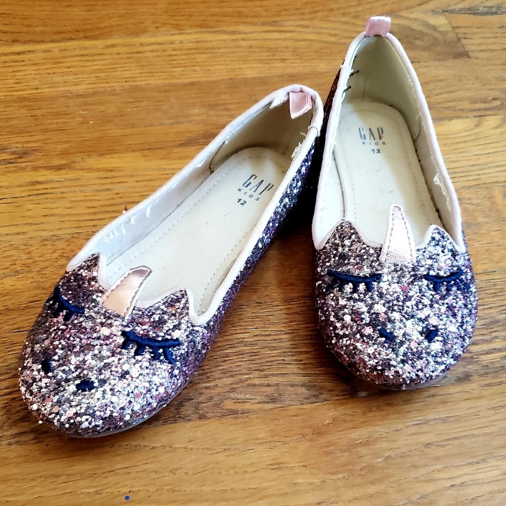 Gap Unicorn multicolored glitter slip ons